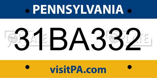 31BA332 Pennsylvania License Plate