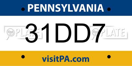 31DD7 Pennsylvania License Plate