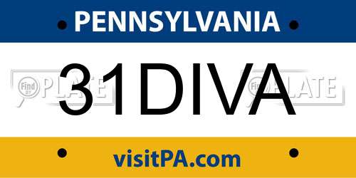 31DIVA Pennsylvania License Plate