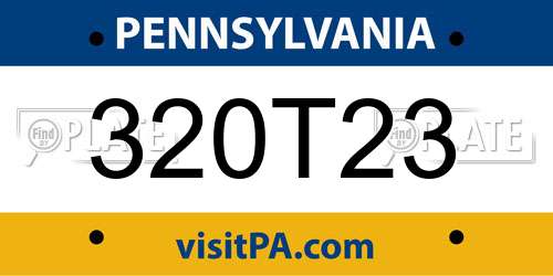 320T23 Pennsylvania License Plate