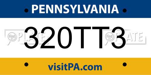 320TT3 Pennsylvania License Plate