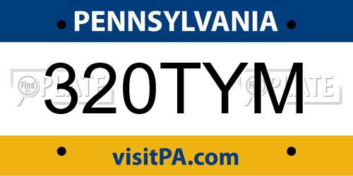 320TYM Pennsylvania License Plate