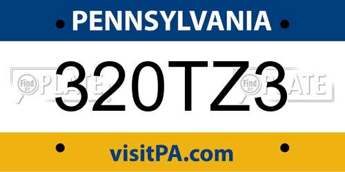 320TZ3 Pennsylvania License Plate