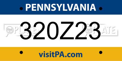 320Z23 Pennsylvania License Plate