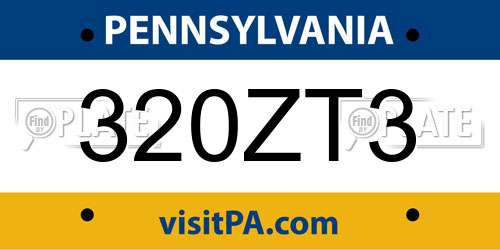 320ZT3 Pennsylvania License Plate