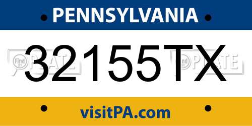 32155TX Pennsylvania License Plate