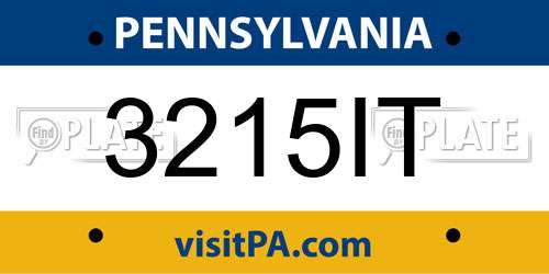 3215IT Pennsylvania License Plate