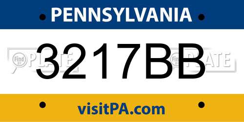3217BB Pennsylvania License Plate