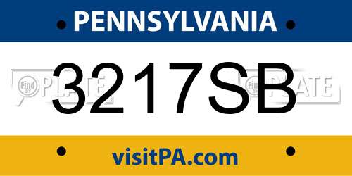 3217SB Pennsylvania License Plate