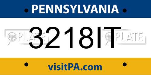 3218IT Pennsylvania License Plate