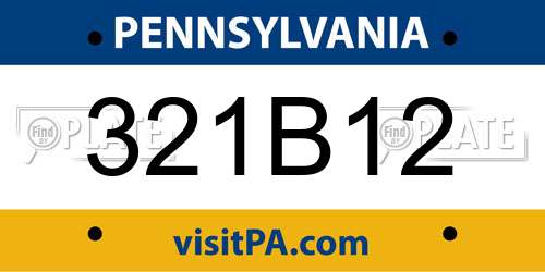 321B12 Pennsylvania License Plate