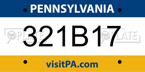 321B17 Pennsylvania License Plate