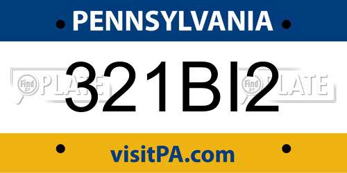321BI2 Pennsylvania License Plate