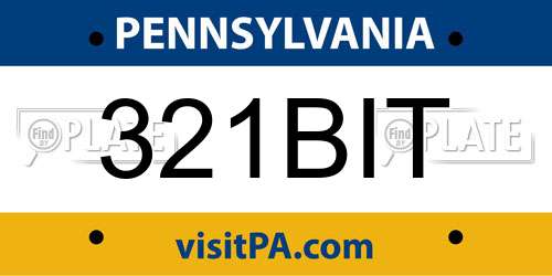 321BIT Pennsylvania License Plate