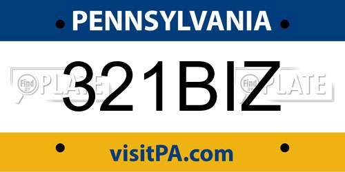 321BIZ Pennsylvania License Plate