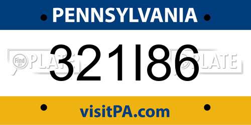 321I86 Pennsylvania License Plate
