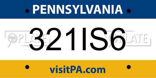 321IS6 Pennsylvania License Plate
