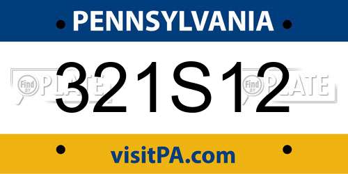 321S12 Pennsylvania License Plate