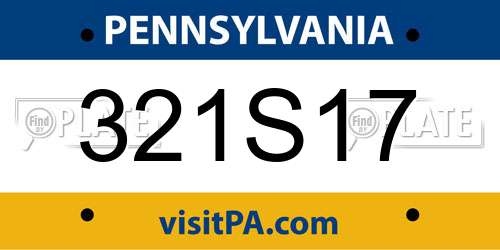 321S17 Pennsylvania License Plate
