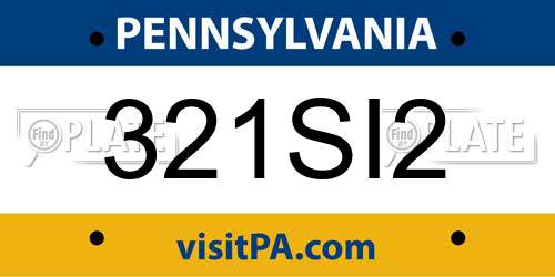 321SI2 Pennsylvania License Plate