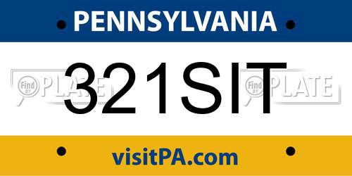 321SIT Pennsylvania License Plate