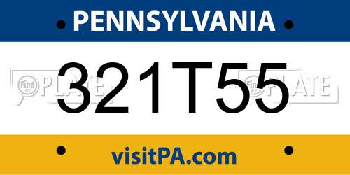 321T55 Pennsylvania License Plate