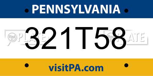 321T58 Pennsylvania License Plate