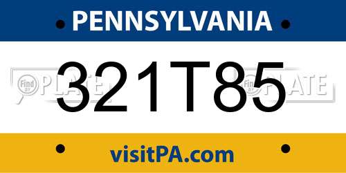 321T85 Pennsylvania License Plate