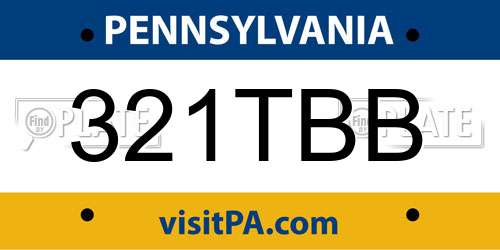 321TBB Pennsylvania License Plate