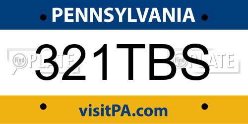 321TBS Pennsylvania License Plate