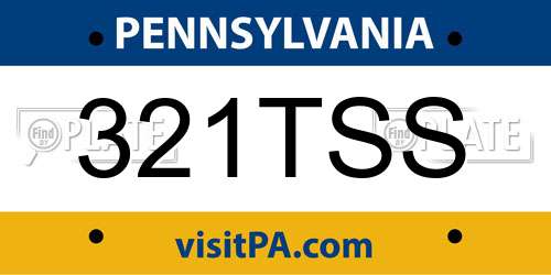 321TSS Pennsylvania License Plate