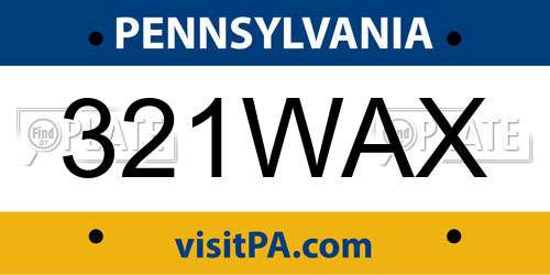 321WAX Pennsylvania License Plate
