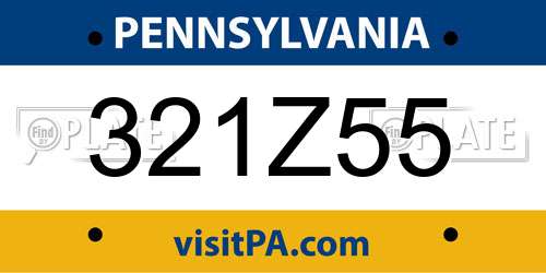 321Z55 Pennsylvania License Plate