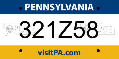 321Z58 Pennsylvania License Plate