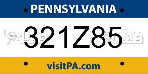 321Z85 Pennsylvania License Plate