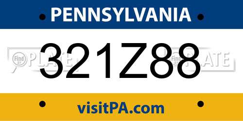 321Z88 Pennsylvania License Plate