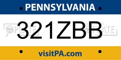 321ZBB Pennsylvania License Plate