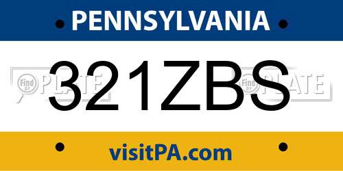 321ZBS Pennsylvania License Plate