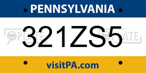 321ZS5 Pennsylvania License Plate