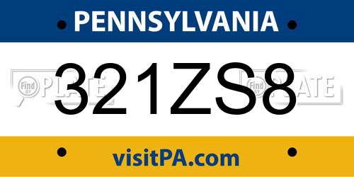 321ZS8 Pennsylvania License Plate