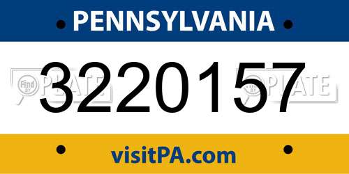 3220157 Pennsylvania License Plate