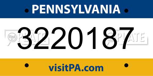 3220187 Pennsylvania License Plate