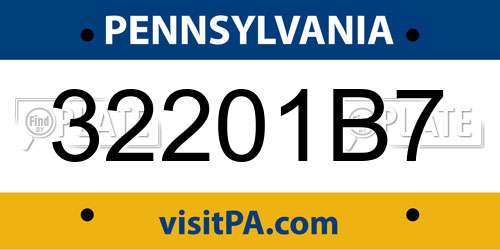 32201B7 Pennsylvania License Plate