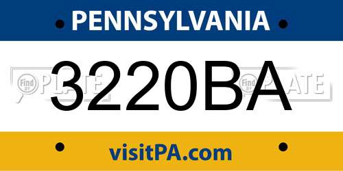 3220BA Pennsylvania License Plate