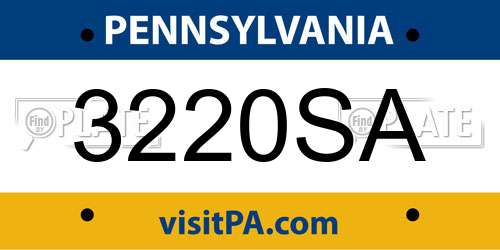 3220SA Pennsylvania License Plate