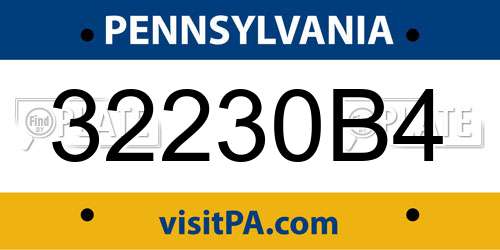 32230B4 Pennsylvania License Plate