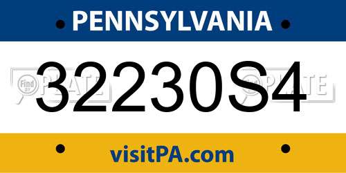 32230S4 Pennsylvania License Plate