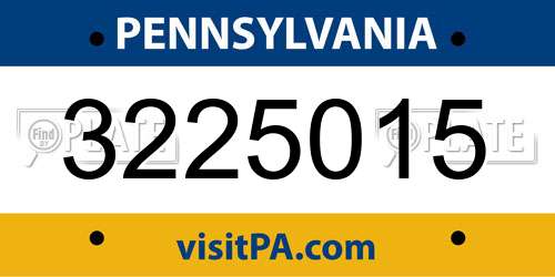 3225015 Pennsylvania License Plate