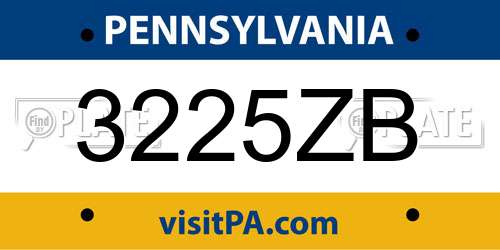 3225ZB Pennsylvania License Plate