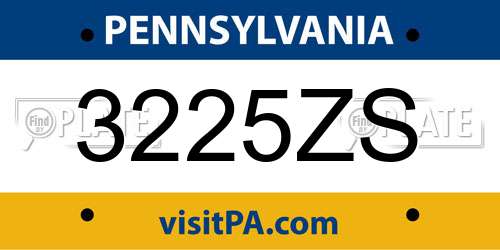 3225ZS Pennsylvania License Plate